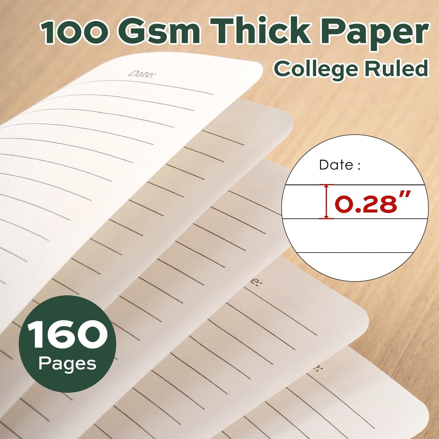deli Rose Red Lined Spiral Journal Notebook, 160 Pages, A5 (5.5"x8") Hardcover Writing Notebook, College Ruled Spiral Bound Journal for Women & Men - Perfect for Work, School, Office & Note Taking