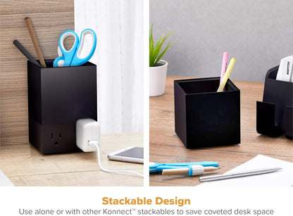 Bostitch Office Konnect Desk Organizer Accessory Tray, Stacks for Desktop Storage, Black