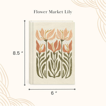 Lady Jayne Embroidered Canvas Hardcover Journal with 192 Lined Pages, 6” x 8.5” – Flower Market Poppy (83289)