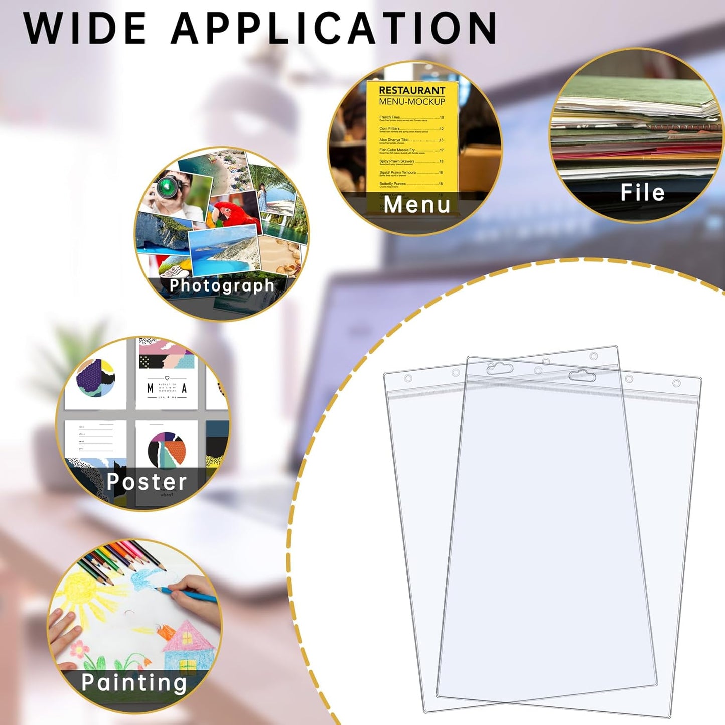 AKONEGE 6PCS Hard Sheet Protectors 8.5" x 11" Waterproof Resealable Zip Paper Page Protectors Clear Rigid Plastic Sleeves for Photos Certificate, Heavy Duty Document Holder Wall Sign Holder, Vertical