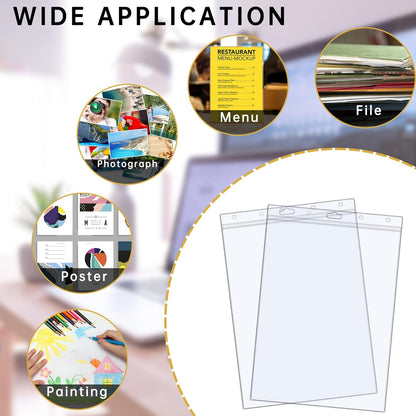 AKONEGE 6PCS Hard Sheet Protectors 8.5" x 11" Waterproof Resealable Zip Paper Page Protectors Clear Rigid Plastic Sleeves for Photos Certificate, Heavy Duty Document Holder Wall Sign Holder, Vertical