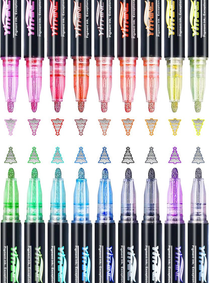 Outline Markers, 12 Metallic Shimmer Glitter Gel Pens, Tween Teen Girl Gifts Trendy Stuff, Cool Cute Art Craft School Drawing Supplies, Birthday Fun Kits for Kids Girls Ages 4 6 8 10 12 Year Old