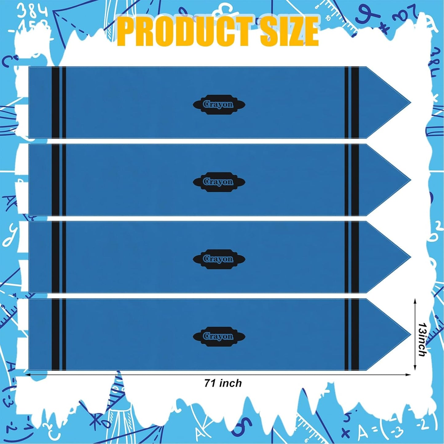 Breling 4 Pcs Preschool Graduation Decorations Table Runner Kindergarten Graduation Tablecloth Composition Pencil Crayon Ruler Notebook Table Runner for School Dining Room Classroom Party Decoration