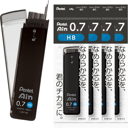 Pentel Ain AMZ-XC284HB3P Mechanical Lead, 0.02 inches (0.4 mm), HB, 3 Pieces