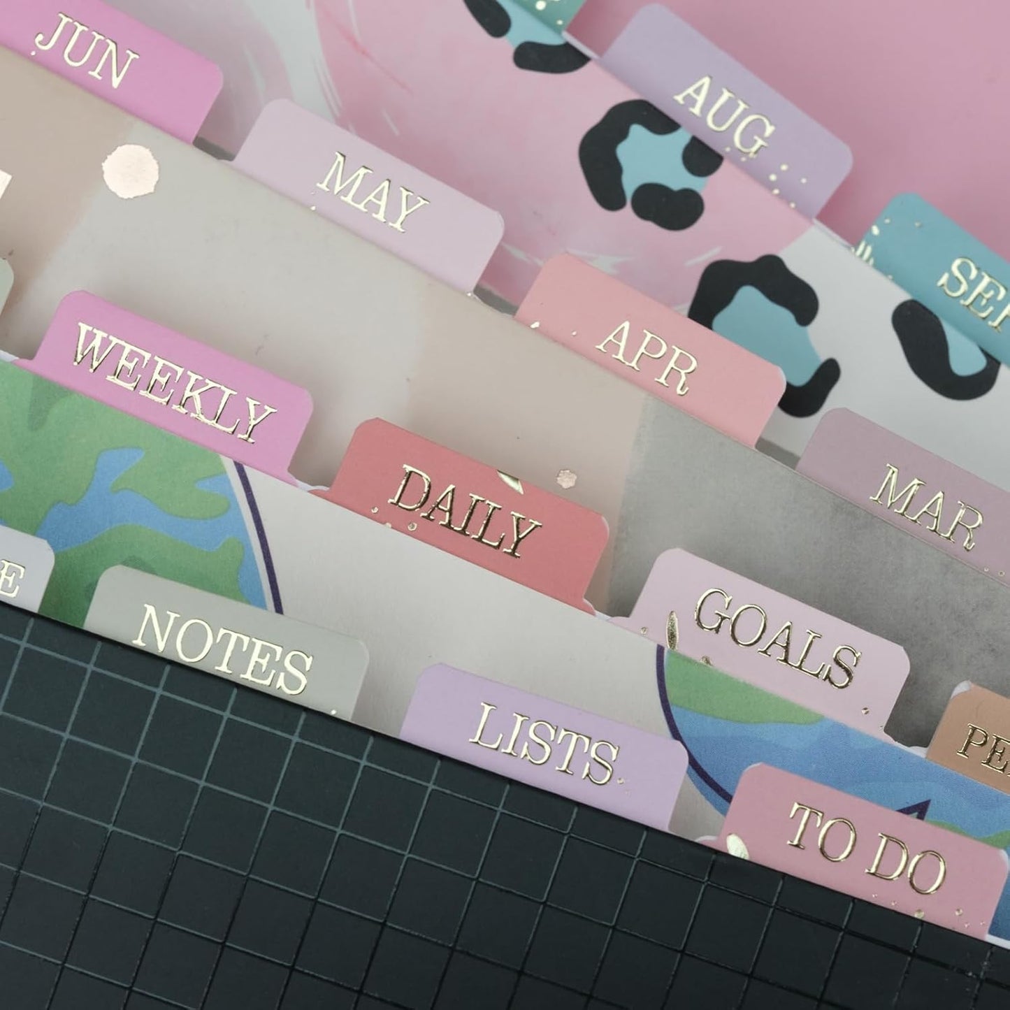 UPAFEXXI-Laminated Planner Monthly Tabs(72 Stickers in Total,24 month,24 Subject,24 Blank) Calendar Monthly Label Stickers for Planners, Subject Label Adhesive Tabs for Folders, Pages(Floral)