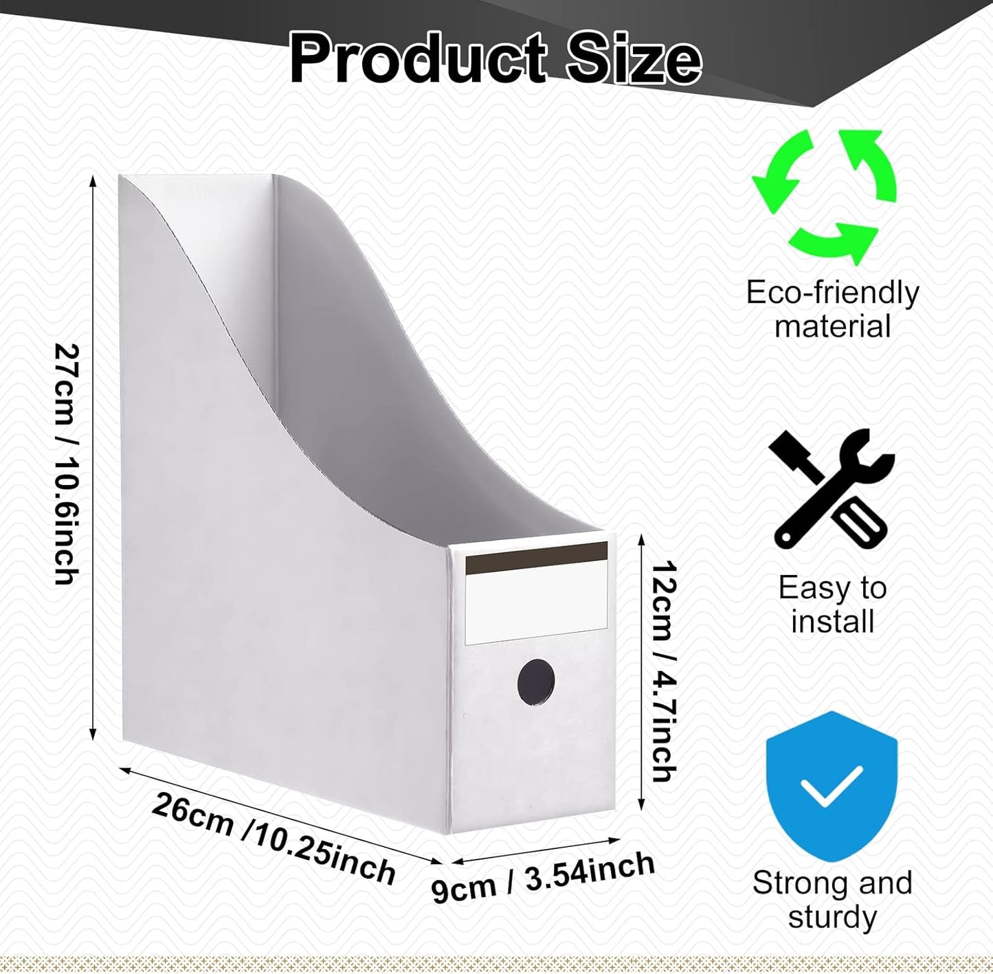 Thenshop 24 Pcs Cardboard Magazine File Holder Organizer, Desk File Organizer Box Foldable Book Bin Papers Storage Folder with Label for School Classroom Office Supplies(Classic,Black)