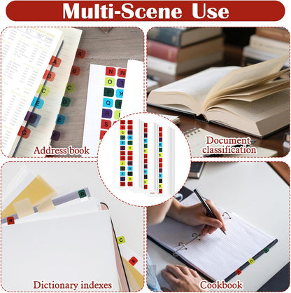 390 Pcs A-Z Sticky Alphabet Tabs, Colorful Stick On Notebook Tab, Self Adhesive Book Tabs for Annotating Books, Letter Index Tab for Notebook Textbook Dictionary Filing