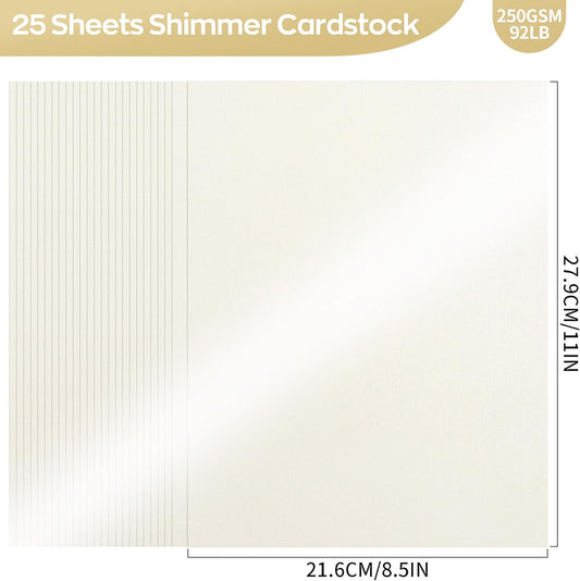 White Shimmer Cardstock Paper, 120 Sheets 250gsm/92Ib Pearlescent Paper for Crafts, Double-sided Shiny Cardstock for Gift Wrapping Birthday Wedding Decoration UAP18120
