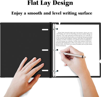 INFUN Telescoping 3 Ring Binder - 4PCS, Portable Plastic 3 Ring Binder with Telescoping Spine, Binders with Foldable Front Cover Holds 8.5"x11" Paper for School, Office, Homes