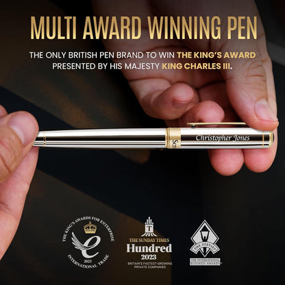 Scriveiner Midnight Blue Rollerball Pen - Stunning Blue Lacquer Luxury Pen, Chrome Finish, Schmidt Ink Refills, Men & Women, Professional, Executive Office, Nice Pen