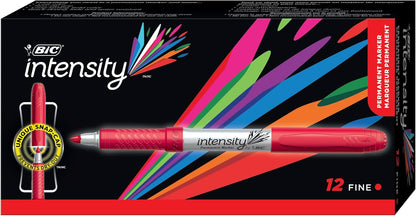 BIC Intensity Black Permanent Markers, Ultra Fine Point, 12-Count Pack of Black Markers With Non-Slip Grip for Comfort and Control