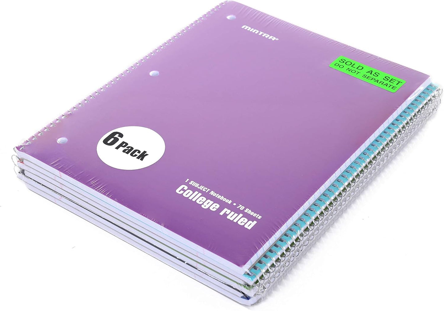 Mintra Office Spiral Notebooks, Wirebound, Journals for School, Work, Business, Aesthetic Stationery, Writing Pads, Teacher & Student Supplies (6, Pastel, College)