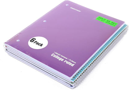 Mintra Office Spiral Notebooks, Wirebound, Journals for School, Work, Business, Aesthetic Stationery, Writing Pads, Teacher & Student Supplies (6, Pastel, College)