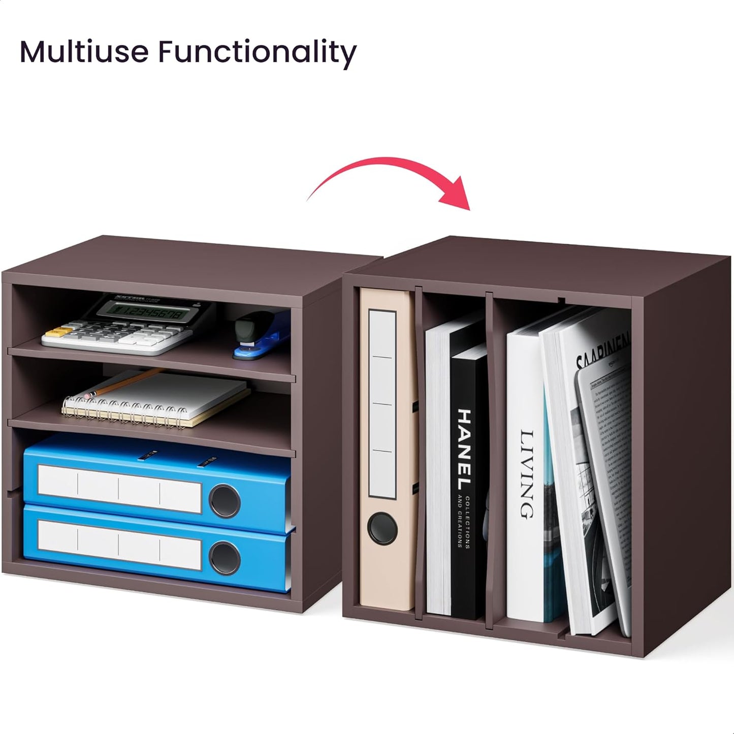 Ballucci 4-Tier Paper Organizer for Desk, Stackable Tray, Desk Storage Organizer Shelves, Stacking Letter Paper Tray Sorter for Classroom Office, Black