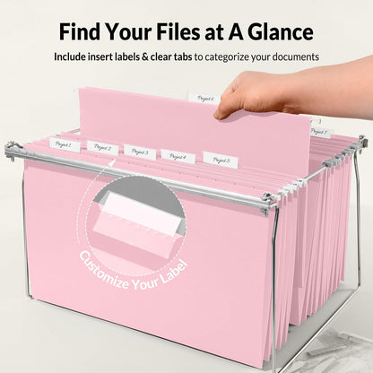 SUNEE Hanging File Folders Legal Size, Black File Folders 25 Pack 1/5-Cut Tabs, Stay Organized for Your Home and Office Bulk File and Documents