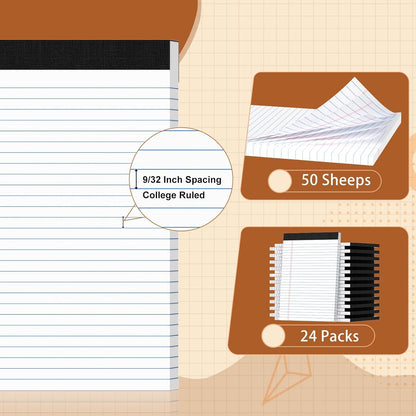Legal Pads 8.5 X11, Narrow Ruled Notepads, 2 Pack, 50 Sheet/Pad, White Legal Pads, Tear Off Notepad, Perforated Writing Pad, Notebook Paper College Ruled, Notepads for Office Home School, Notepad