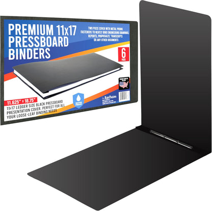 11x17 Report Cover Pressboard Binder Poly Panels Includes Fold-Over Metal Fasteners Blue Package of 6