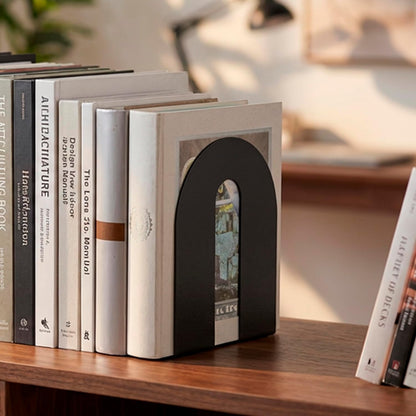 Officemate Heavy Weighted Bookends, Sturdy Office & Home Shelf Organizers, Set of 2 Black Metal Book Supports (93182)