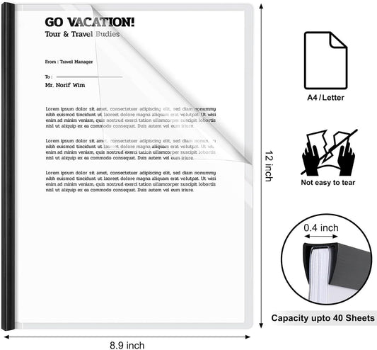 JOERSH 10Pcs Clear Report Covers with Sliding Bar, Plastic Binder Paper Protector, Report Folders with Clear Cover for Resume Portfolio Presentation File Documents, 5 Colors