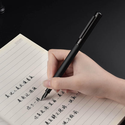 Hongdian Matte Black Forest Rollerball Pen with Schmidt Black Ink Refill, Classic Design with Metal Case for Business Signature