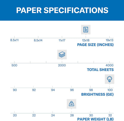 Hammermill Printer Paper, Premium Color 28 lb Copy Paper, 8.5 x 11-5 Ream (2,500 Sheets) - 100 Bright, Made in the USA, 102450C, White