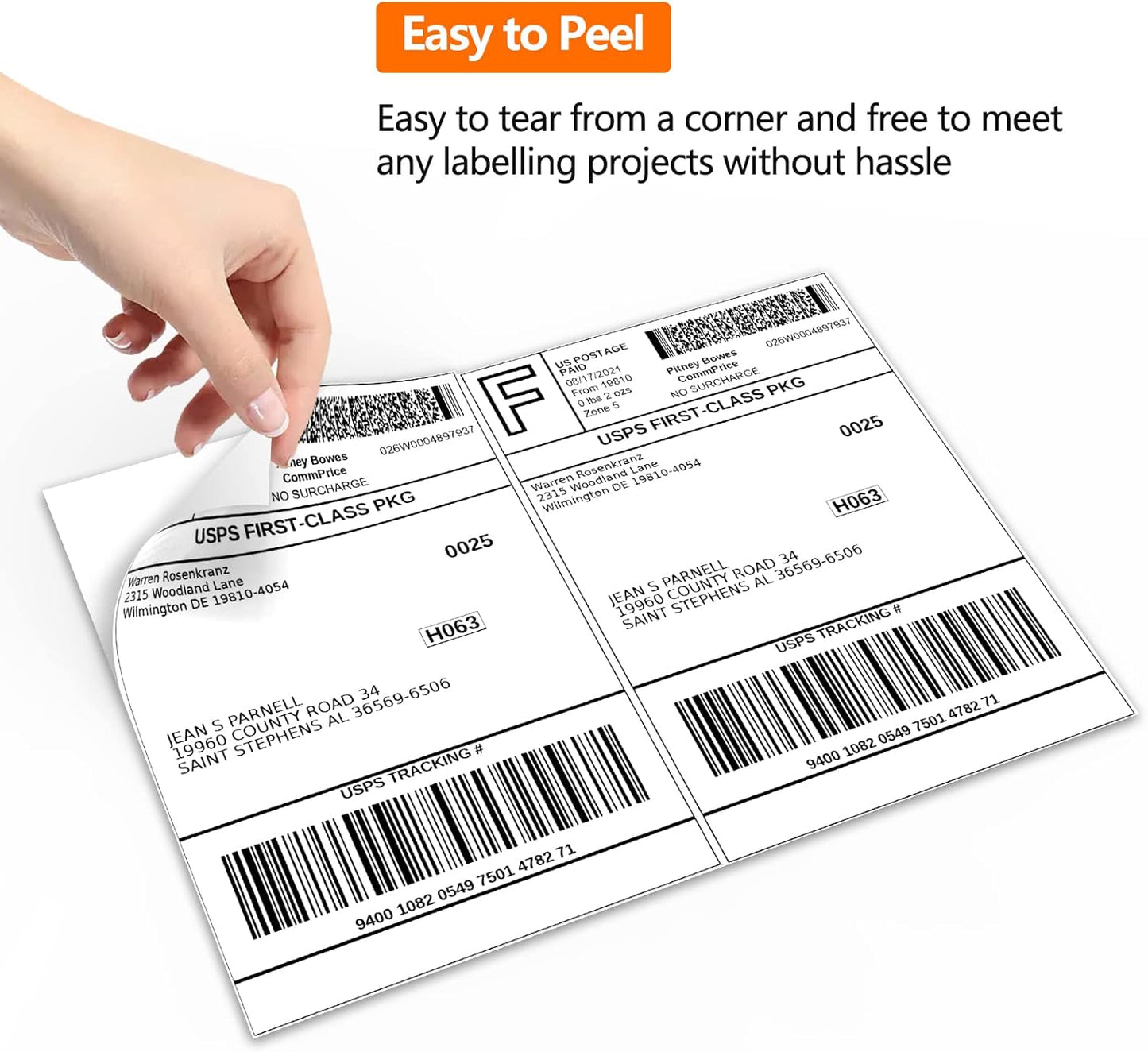 SJPACK 1000 Half Sheet Self Adhesive Shipping Labels, 8.5" x 5.5" Address Labels for Laser & Inkjet Printers(1000 labels-500 Sheet)