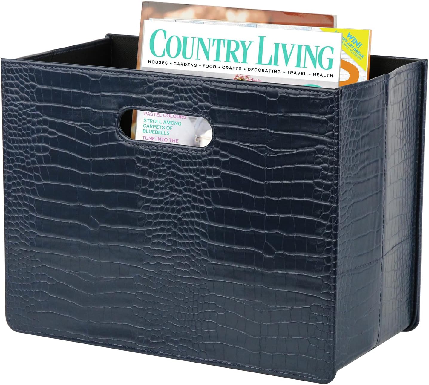 HofferRuffer Magazine Basket Holder, Foldable Magazine Rack, Document File Holder Organizer, File Folder, Newspaper Storage Bin Organizer for Home or Office (Brown)