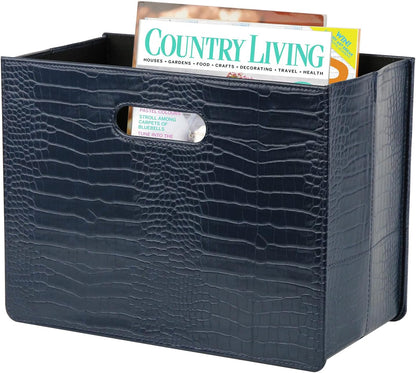 HofferRuffer Magazine Basket Holder, Foldable Magazine Rack, Document File Holder Organizer, File Folder, Newspaper Storage Bin Organizer for Home or Office (Brown)