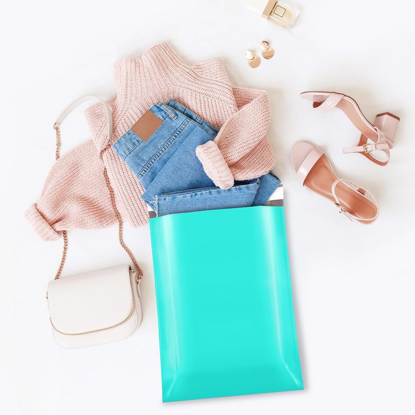 Fuxury Poly Mailers 14.5x19 Inch 50pc Shipping Bags for Small Business Mailing Envelopes for Clothing,Self Seal Shipping Envelopes Waterproof Poly bags Durable Packaging Bags Light Pink