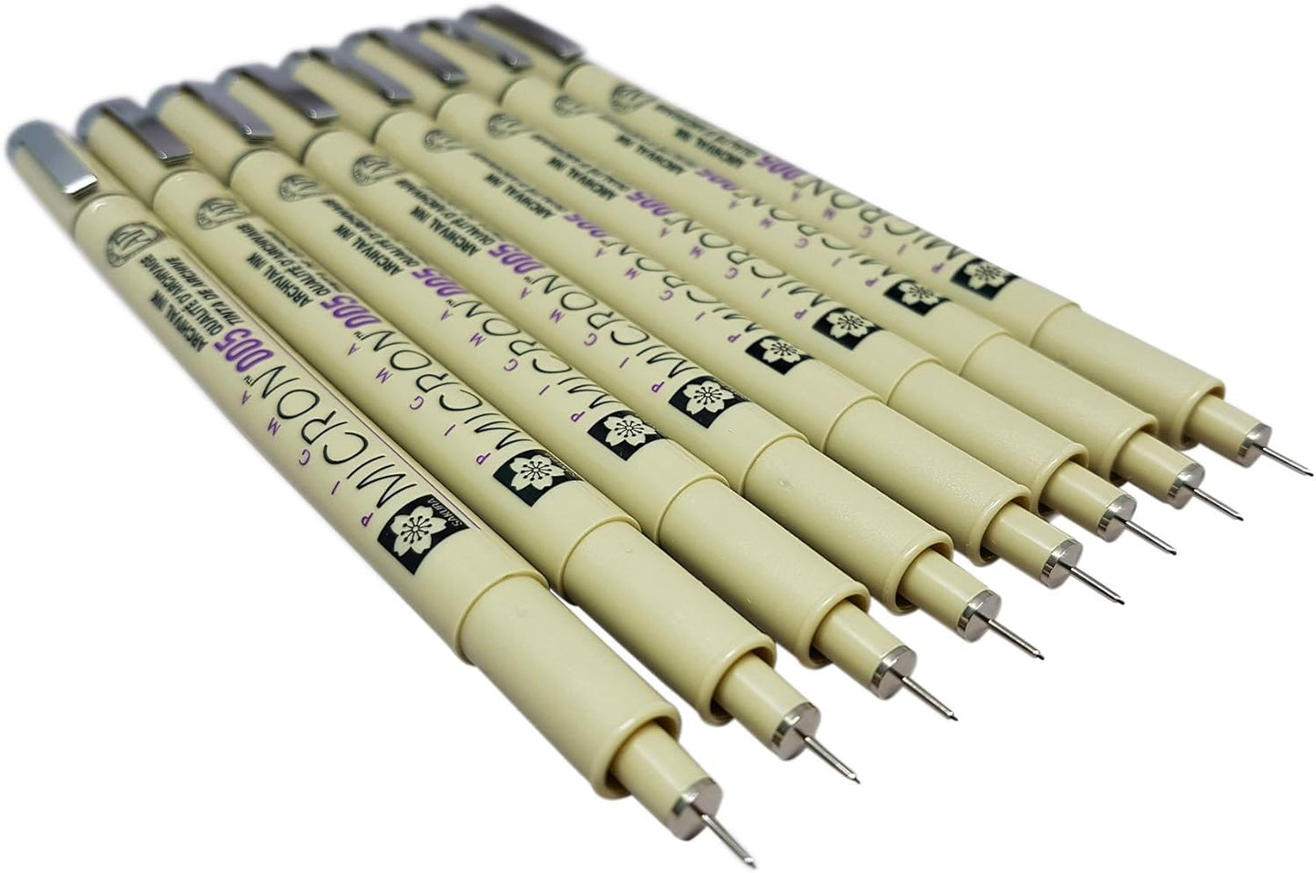 Sakura Pigma Micron pen 005 Black ink marker felt tip pen, Archival pigment ink, fine point for artist drawing pens - 8 pen set
