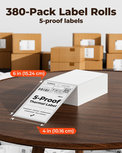 MUNBYN Thermal Direct Shipping Label (Pack of 500 4x6 Per Fanfold Labels) - Commercial Grade