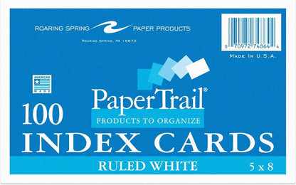 Roaring Spring Mini Index Cards 3"x2.5", 200 Count, 100# White Single Sided Ruled Paper, In Convent Tray Holder, Blank on Back (Pack of 1)