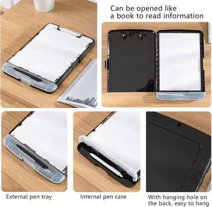 Clipboard with Storage, Heavy-Duty Side-Opening Folder with Pen Holder, Durable Plastic Nursing Clipboard for Nurses, Teachers, and Sales, Cow Prints 02