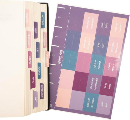 Lumintutu Laminated Planner Monthly Stickers,40 Adhesive Plan Tabs for Notebooks (2 Sets 12 Month Tabs and 16 Blank Tabs), Calendar Monthly Divider Set (Cappuccino)