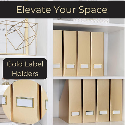 BLU MONACO | Cardboard Magazine File Holder Set of 4 | Vertical Magazine File Holder for Desk and Shelves | Standing File Holder for Classroom School Paper Storage