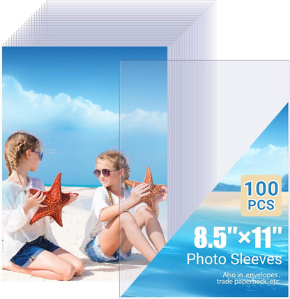 4x6 Photo Sleeves (100 Pack) – Top Loading Sheet Protectors, Archival Safe & Waterproof Plastic Photocard Sleeve, Soft Clear Sleeves for Photos, Postcards, Recipe Cards