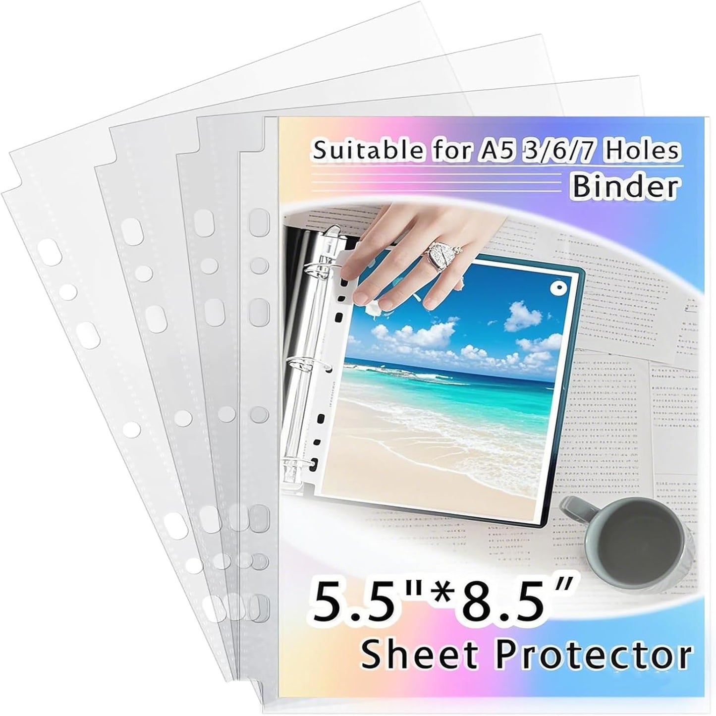 40 Pack Sheet Protectors 5.5x8.5 Inch, 80 Pockets Photocard Sleeves for A5 Binder 6 Ring - Ultra Clear Polypropylene for Travel Organizer & Scrapbooking