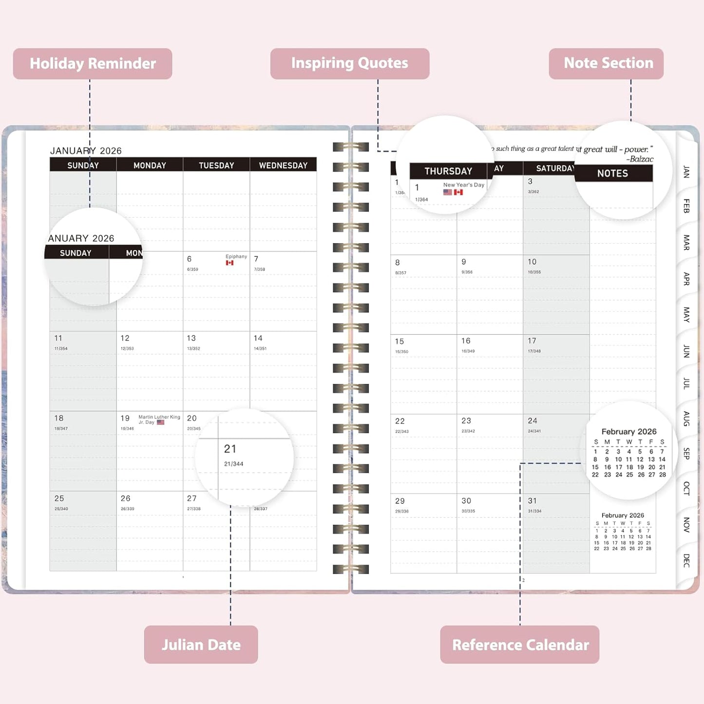 Planner 2026-2027, Weekly and Monthly Academic Year Calendar Planner, July 2026 - June 2027, Daily Agenda Book for Office School Supplies, A5(6.3'' x 8.5'')