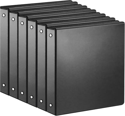 SUIN 1-inch 3 Ring Binder with 2 Interior Pockets, 1''Durable Binders Holds US Letter Size 8.5'' x 11'' Paper - Versatile Binders for Office, Home, and School Use, 6 Pack Black