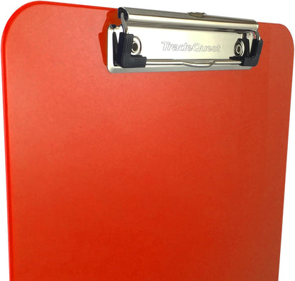 Trade Quest Plastic Clipboard Opaque Color Letter Size Low Profile Clip (Pack of 6) (Black)