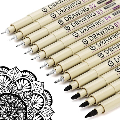 Muchcute Extra Fine Point Writing Pens:6 Black 0.25mm Ultra Thin Micron Pen 01 No Bleed Bible Journaling Study Supplies Annotation Smooth Waterproof Micro Line Tip Fineliner Gel Felt Ink Markers Stuff