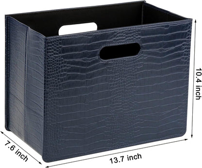 HofferRuffer Magazine Basket Holder, Foldable Magazine Rack, Document File Holder Organizer, File Folder, Newspaper Storage Bin Organizer for Home or Office (Brown)