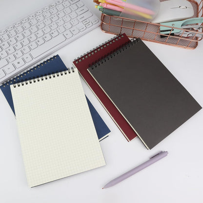 4 Pack Graph Paper Notebook, A5 Top Wirebound Grid Spiral Notebook 5.8" x 8.3",60 Sheets,5mm x 5mm Grid Paper,Grid Notepad for Students, Math, Engineering (Black)