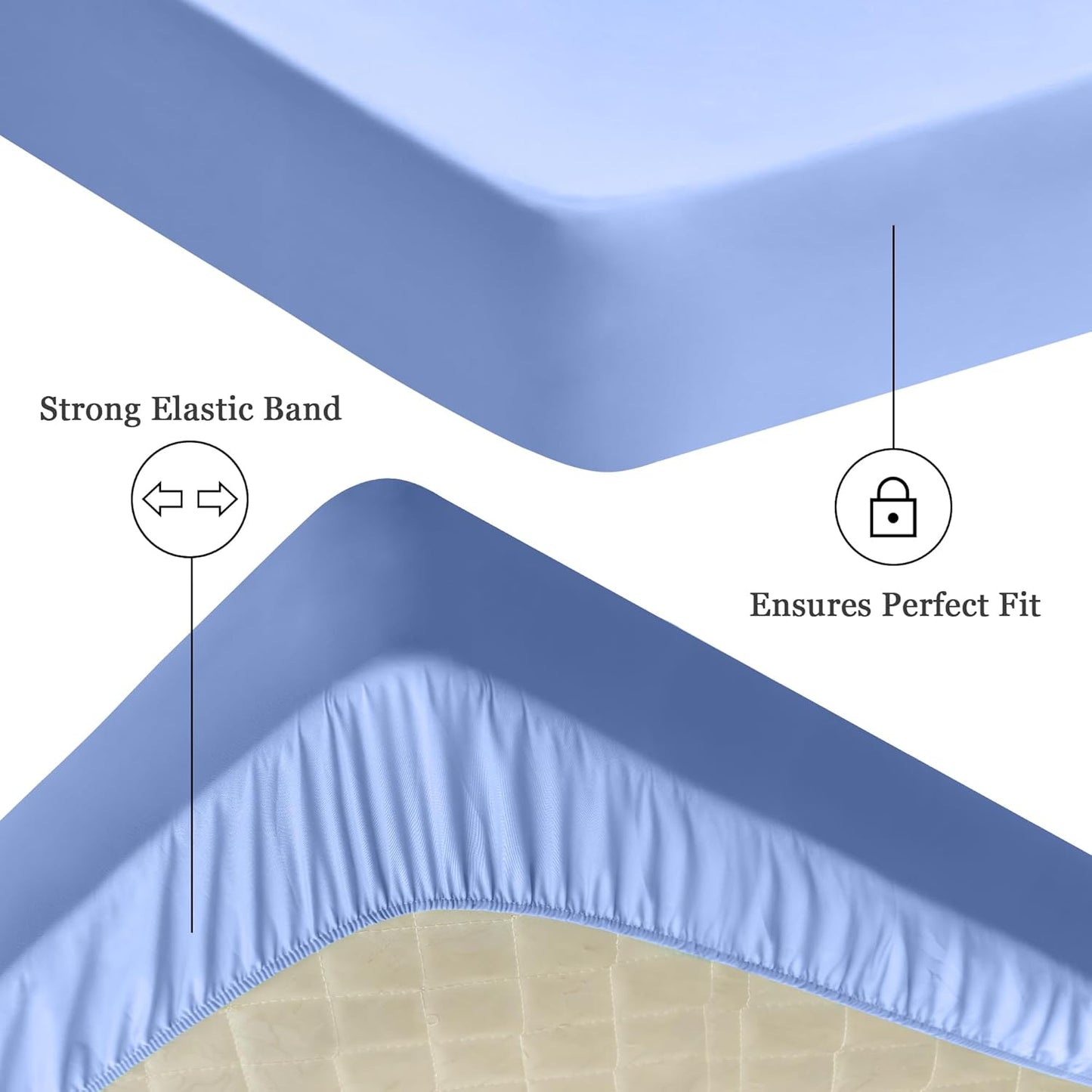 Sufdari Mattress Protector,Waterproof 18" Deep Pocket Mattress Cover Fitted Sheet Style with Elastic Rubber Band,Washable and Easy Care-Black,Queen