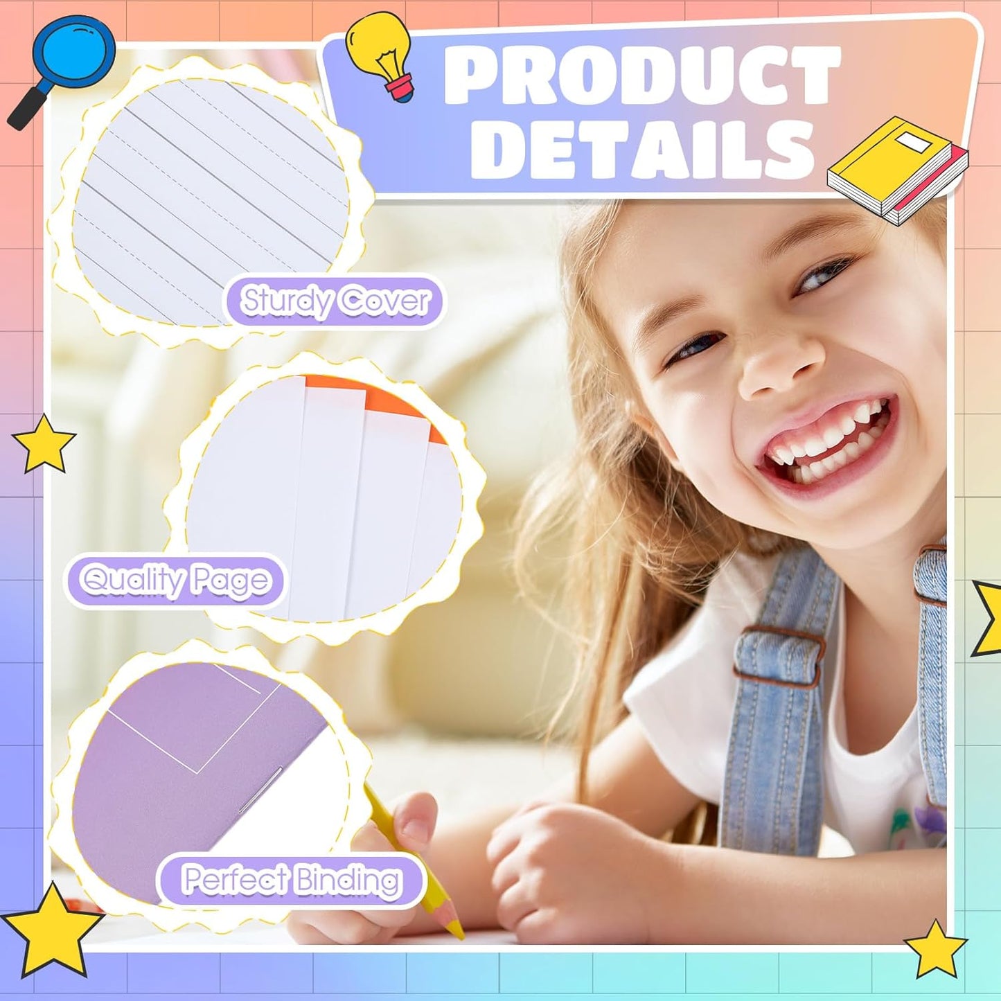 Henoyso 12 Pcs Primary Composition Notebook K-2 Primary Journal, Notebook for Kids Supplies, Bulk Blank Writing Book for Kid to Write Draw Journal 60 Page (9.8″ X 7.5″,Light Color)