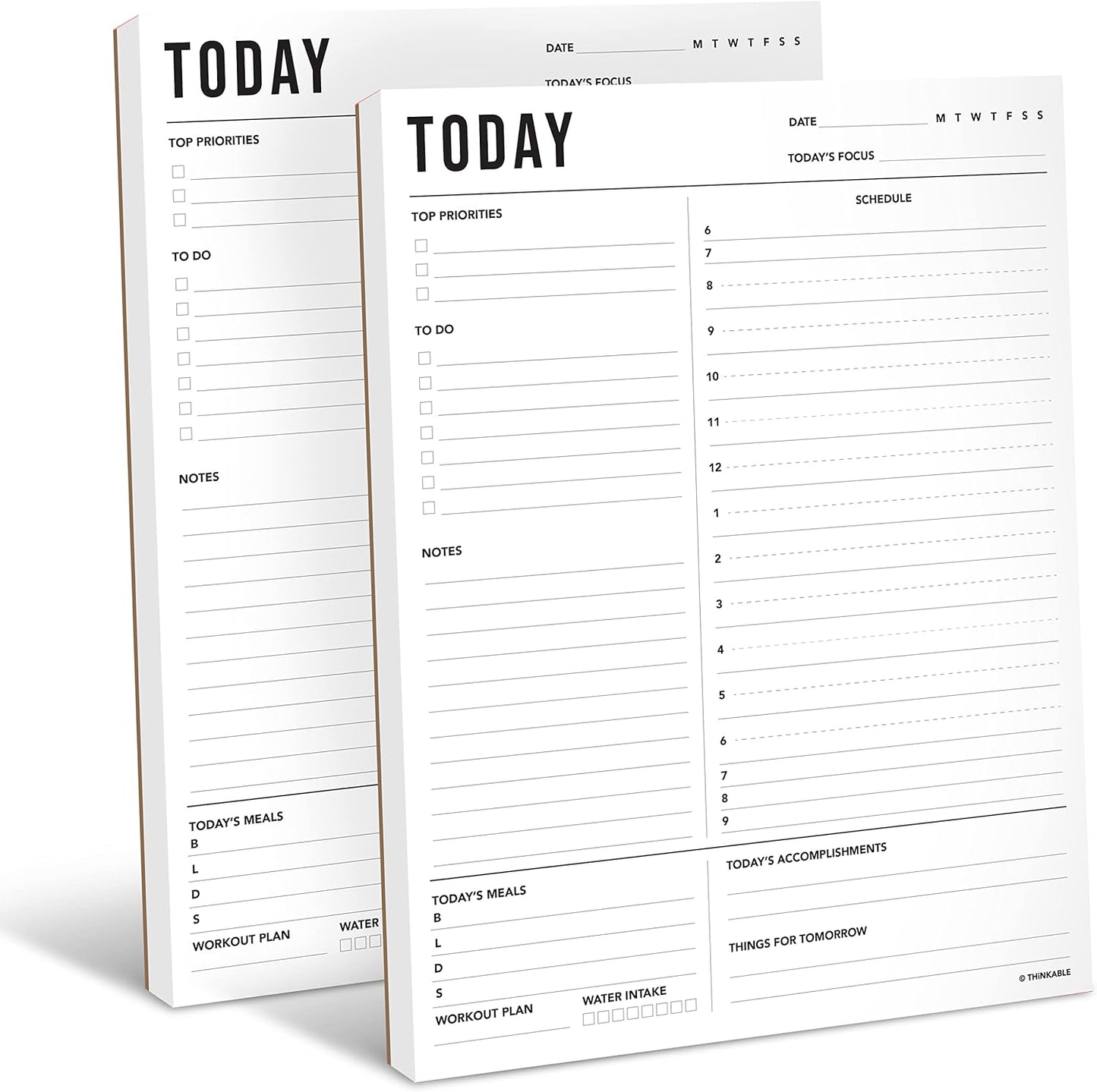 Daily Planner Notepad 2pk, 50 Sheets Tear Off, 8.5" x 11" To Do List Notebook with Hourly Schedule Task Planner