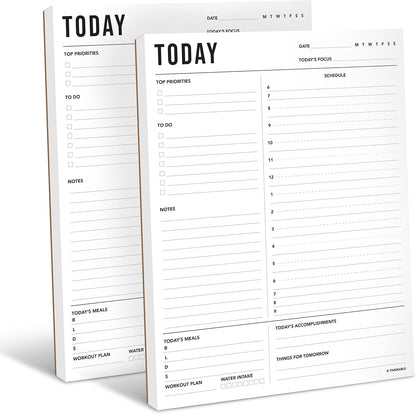 Daily Planner Notepad 2pk, 50 Sheets Tear Off, 8.5" x 11" To Do List Notebook with Hourly Schedule Task Planner