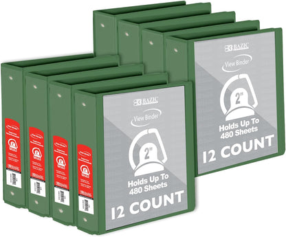 BAZIC Products 3 Ring Binder 2" View Binders Slant D Ring Organizer - Burgundy, Hold 480 Sheets Paper, for School Office Home, 1-Count