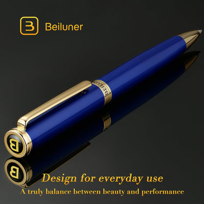 BEILUNER Luxury Gel Pen with 24K Gold Finish, Black Piano Lacquer, Luxury Grade Craftsmanship, Best Pen Gift Set for Men and Women, Professional, Executive, Office, Retractable Nice Pens