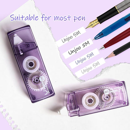 Unjoo White Correction Tape, Easy To Use Cute Applicator for Instant Corrections, For school, Office Workers (Gradient Purple, 5M/196" x 0.2",12pack)